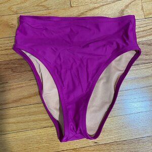 NWOT J.Crew. magenta high waisted bikini bottom XS